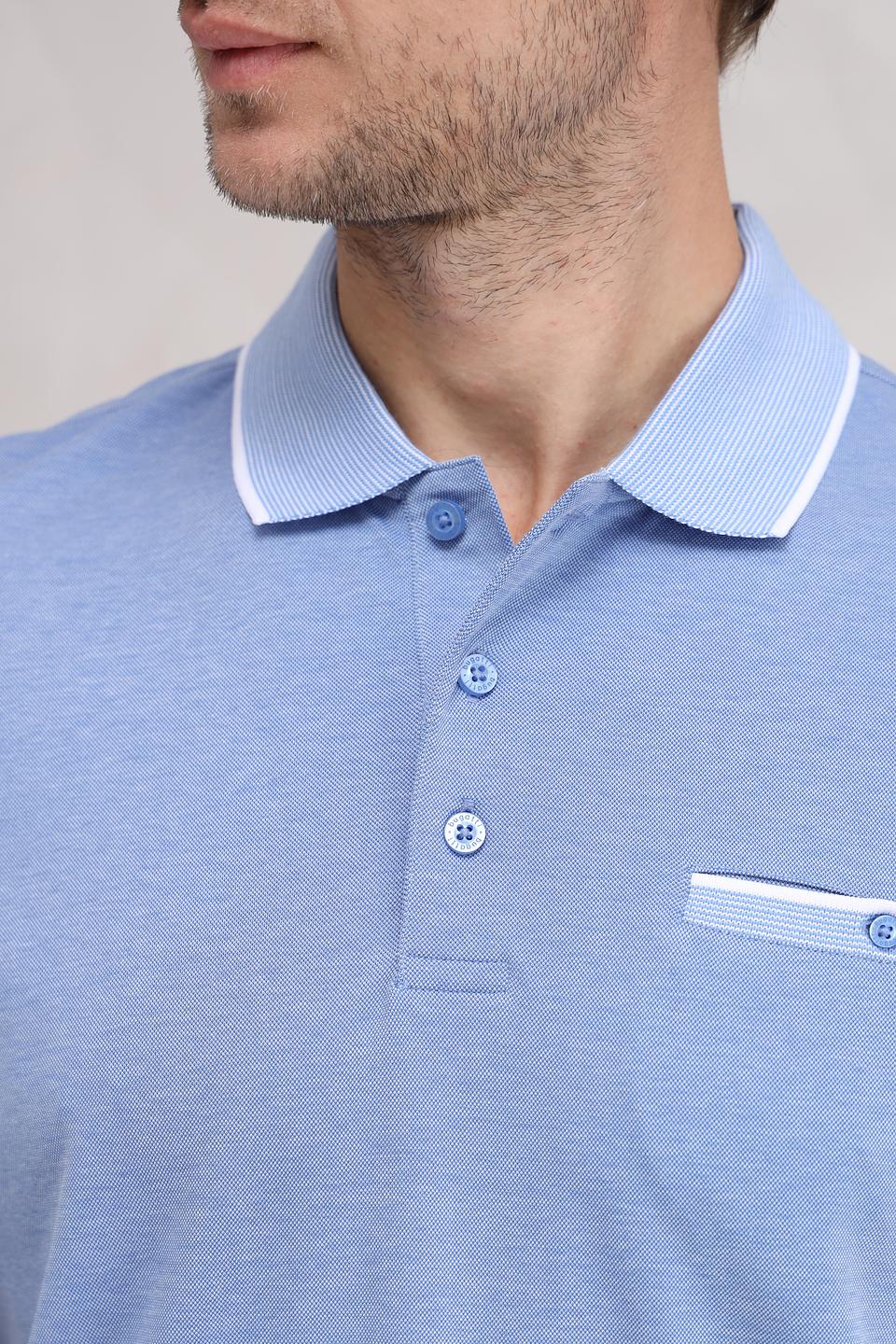 Поло Bugatti голубое с белым