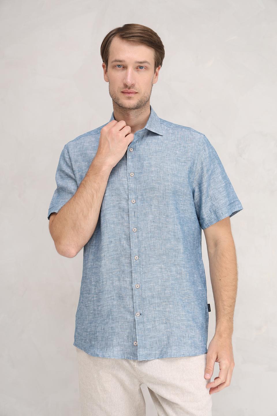 Рубашка кр Bugatti голубая