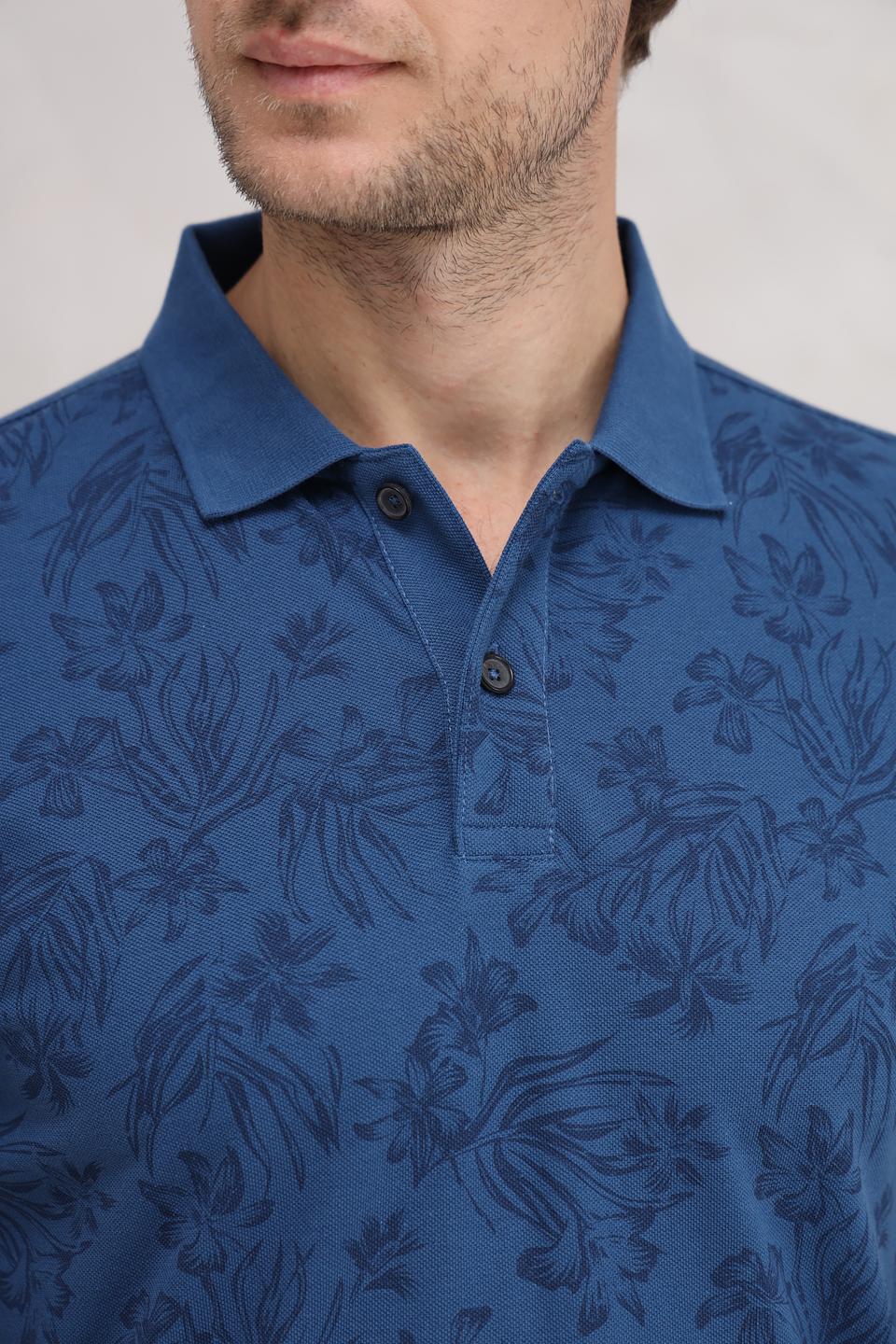 Поло Sea Barrier с узором синий