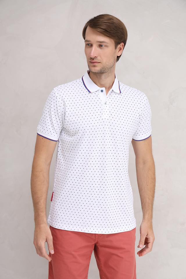 Поло Sea Barrier в горошек белый