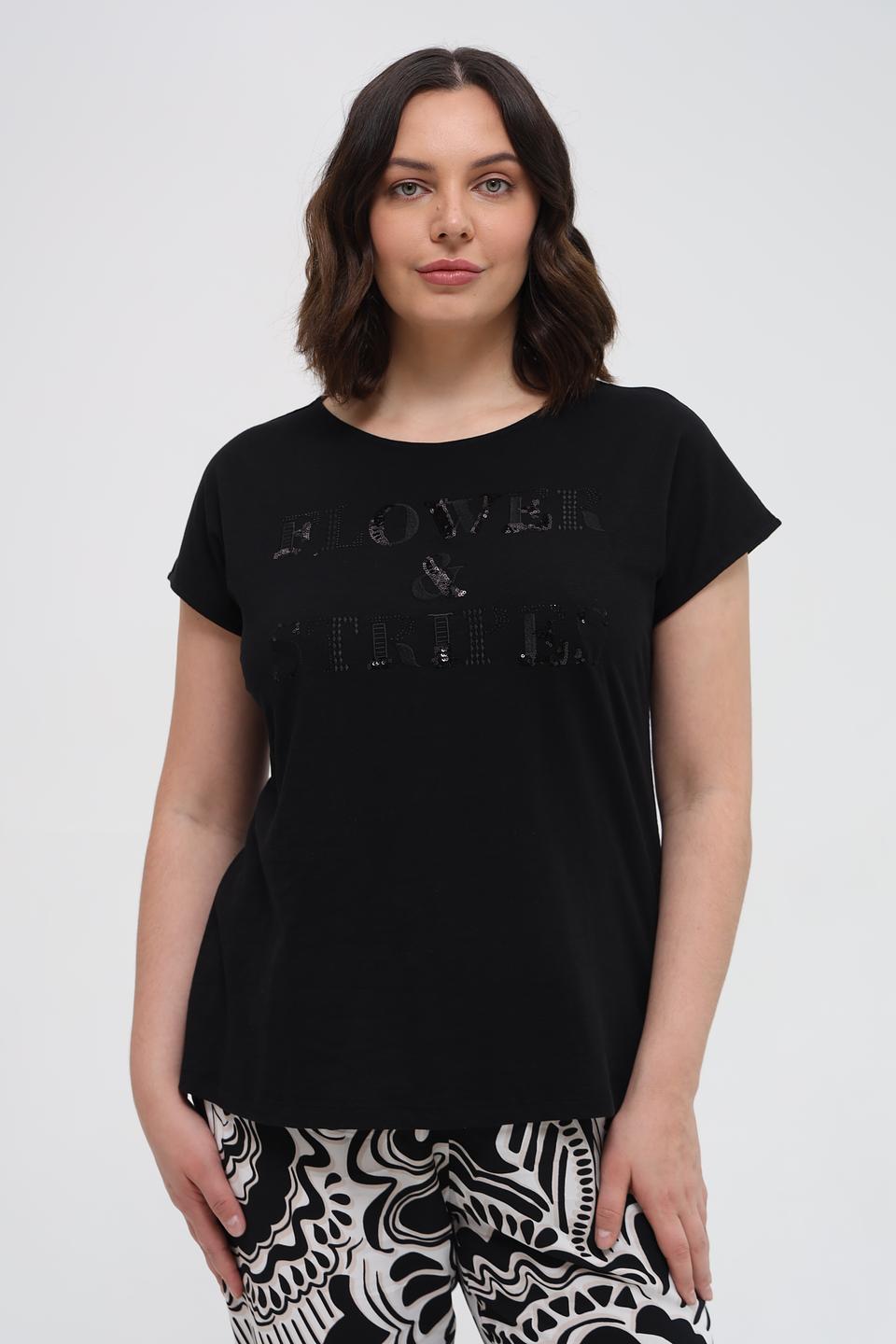 Футболка Samoon с пайетками чёрная