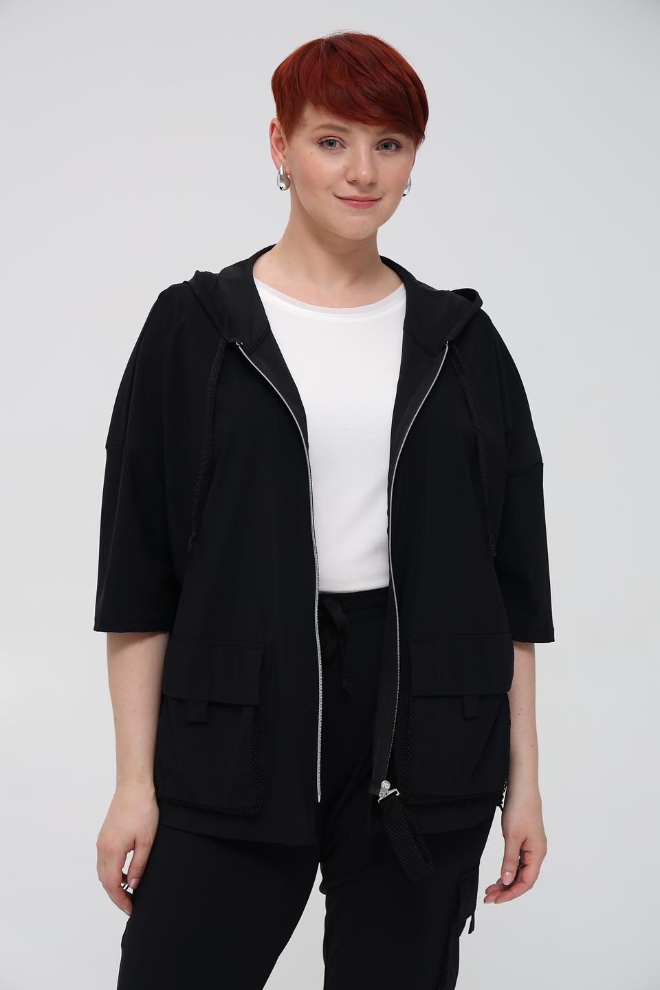 Жакет Doris Streich чёрный с капюшоном