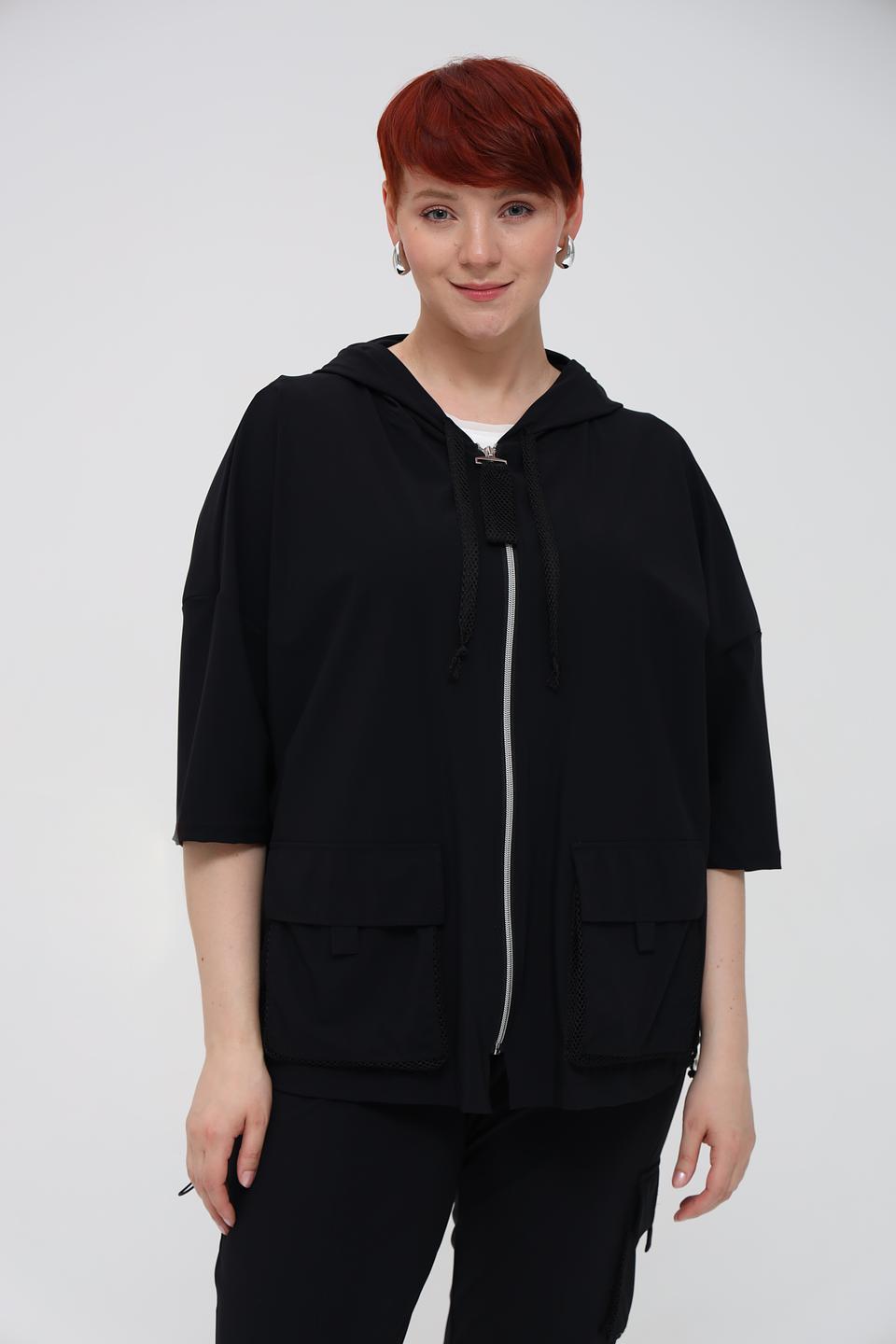 Жакет Doris Streich чёрный с капюшоном