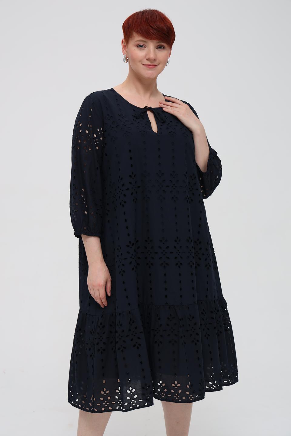 Платье Frapp с вышивкой черное