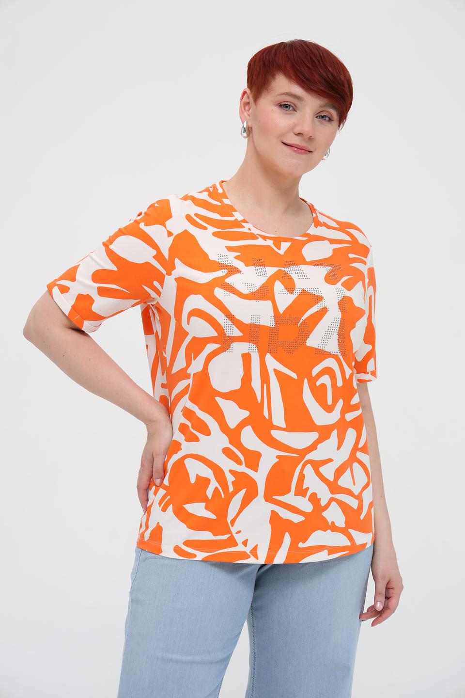 Футболка Rabe collection оранжевая с принтом