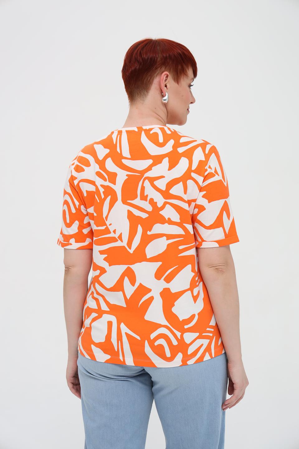 Футболка Rabe collection оранжевая с принтом