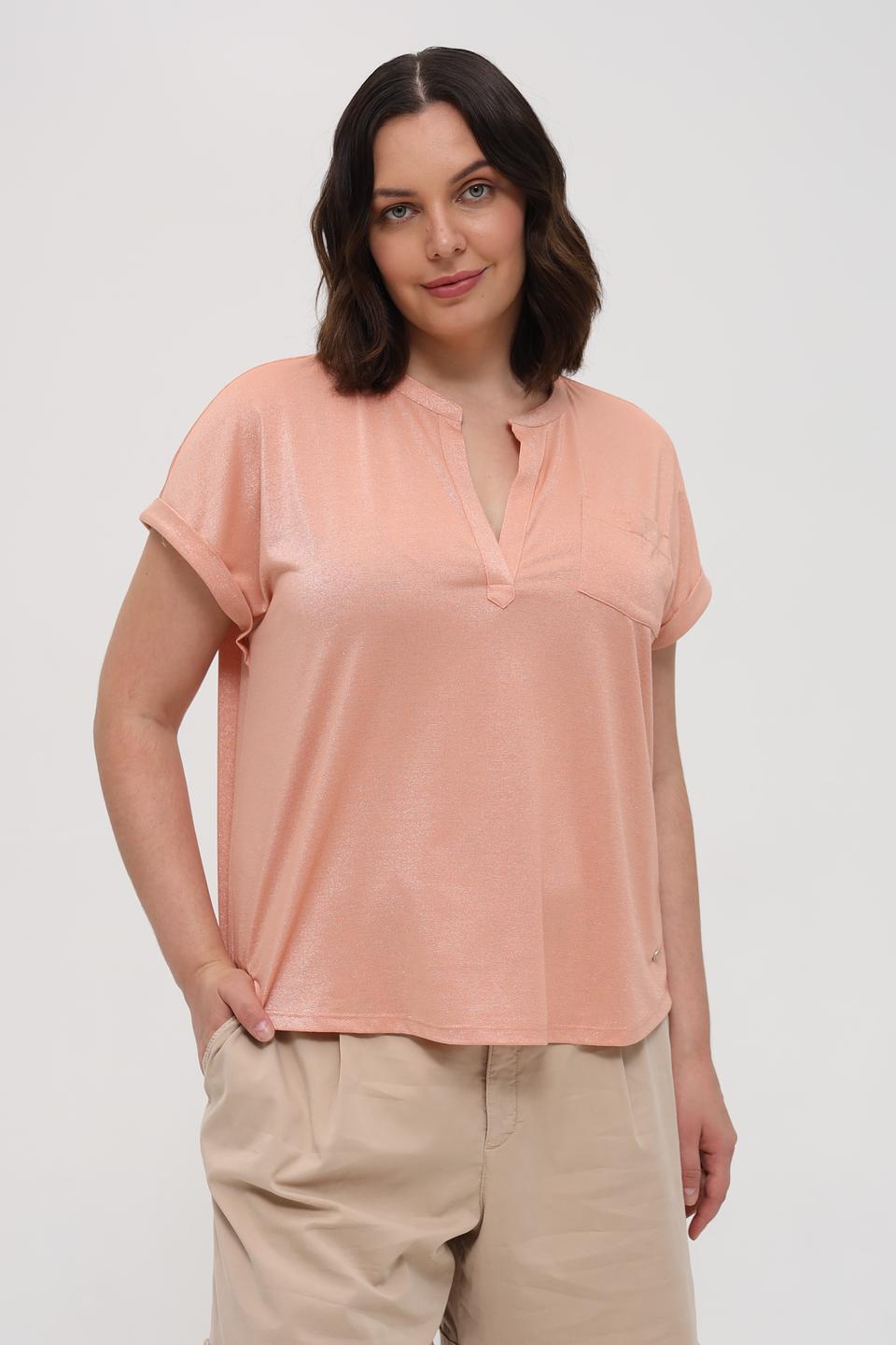 Футболка Monari персиковая с V-образным вырезом