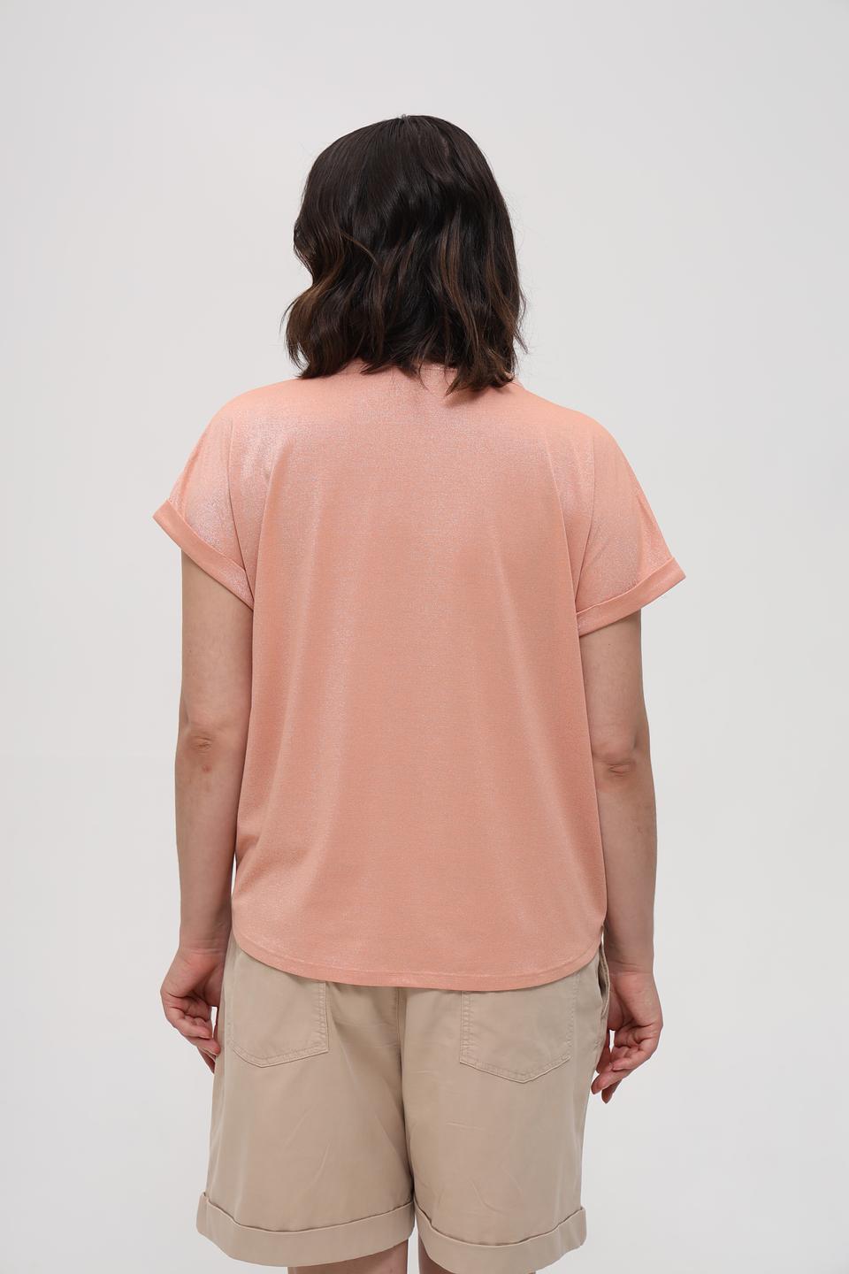 Футболка Monari персиковая с V-образным вырезом