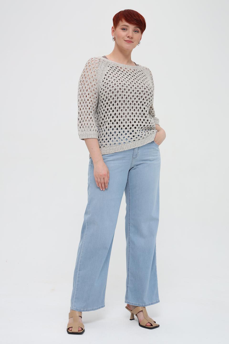 Пуловер Monari с ажурной вязкой бежевый