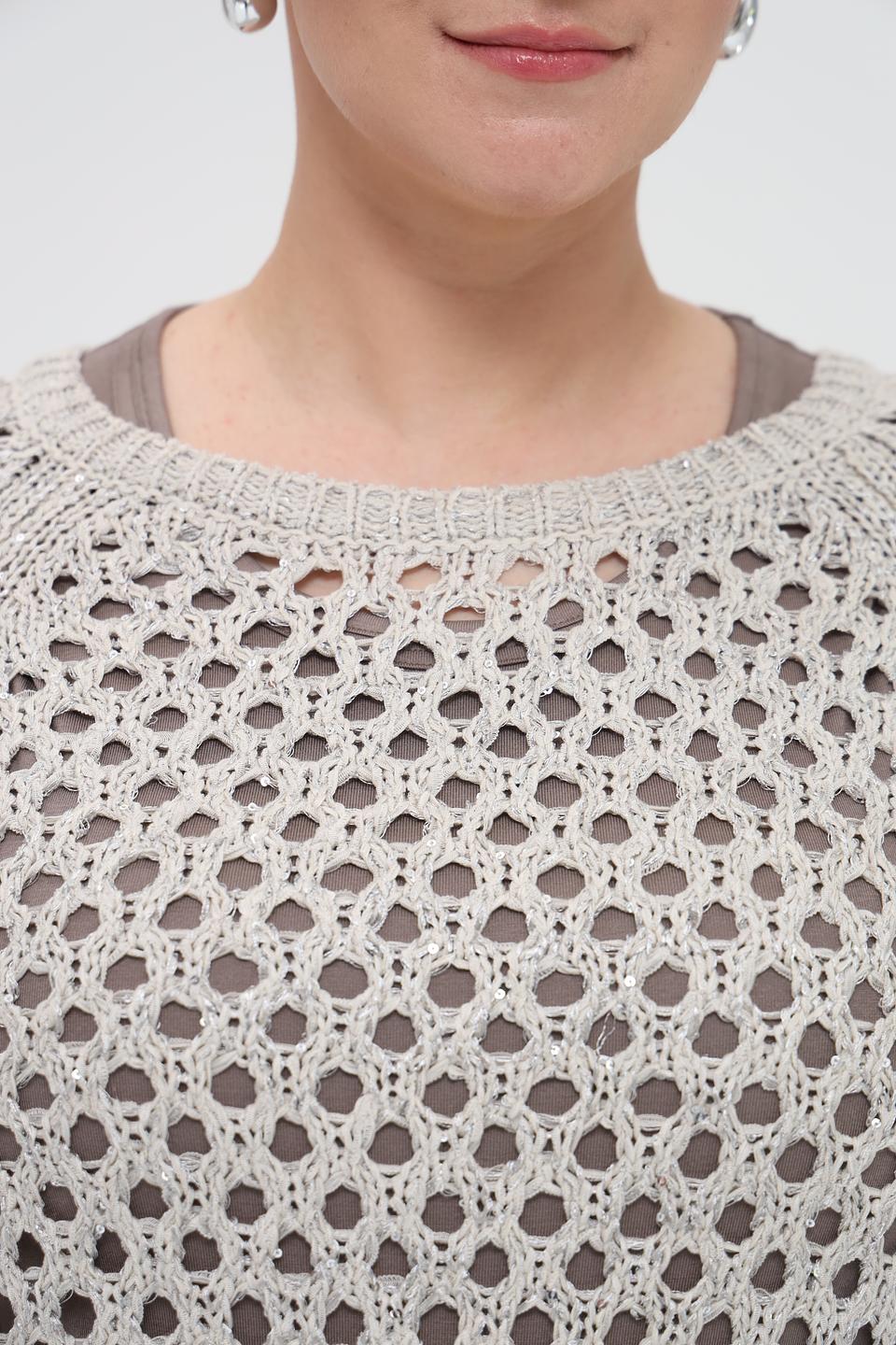 Пуловер Monari с ажурной вязкой бежевый