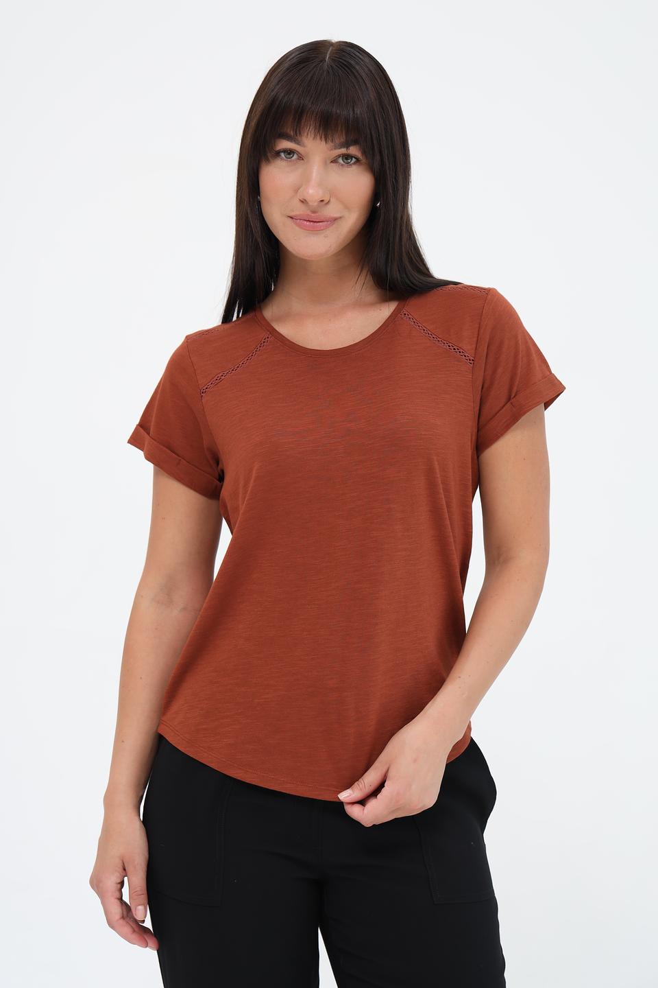 Футболка Taifun с декоративной отделкой терракотовая