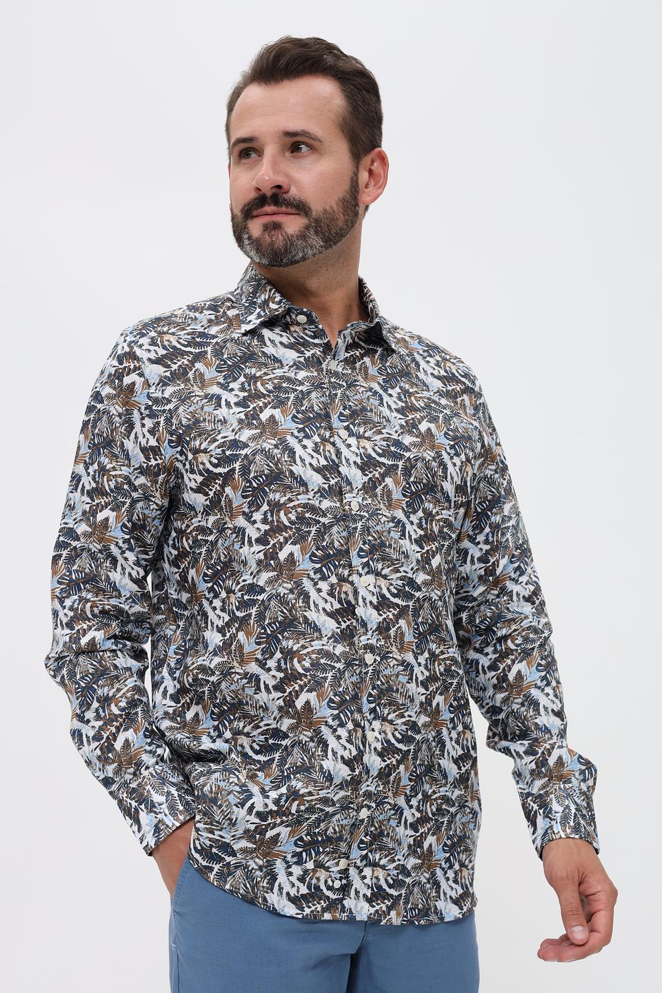 Рубашка Bugatti с тропическим принтом