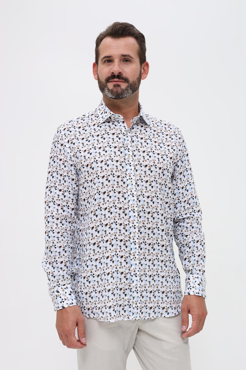 Рубашка Bugatti с принтом голубой