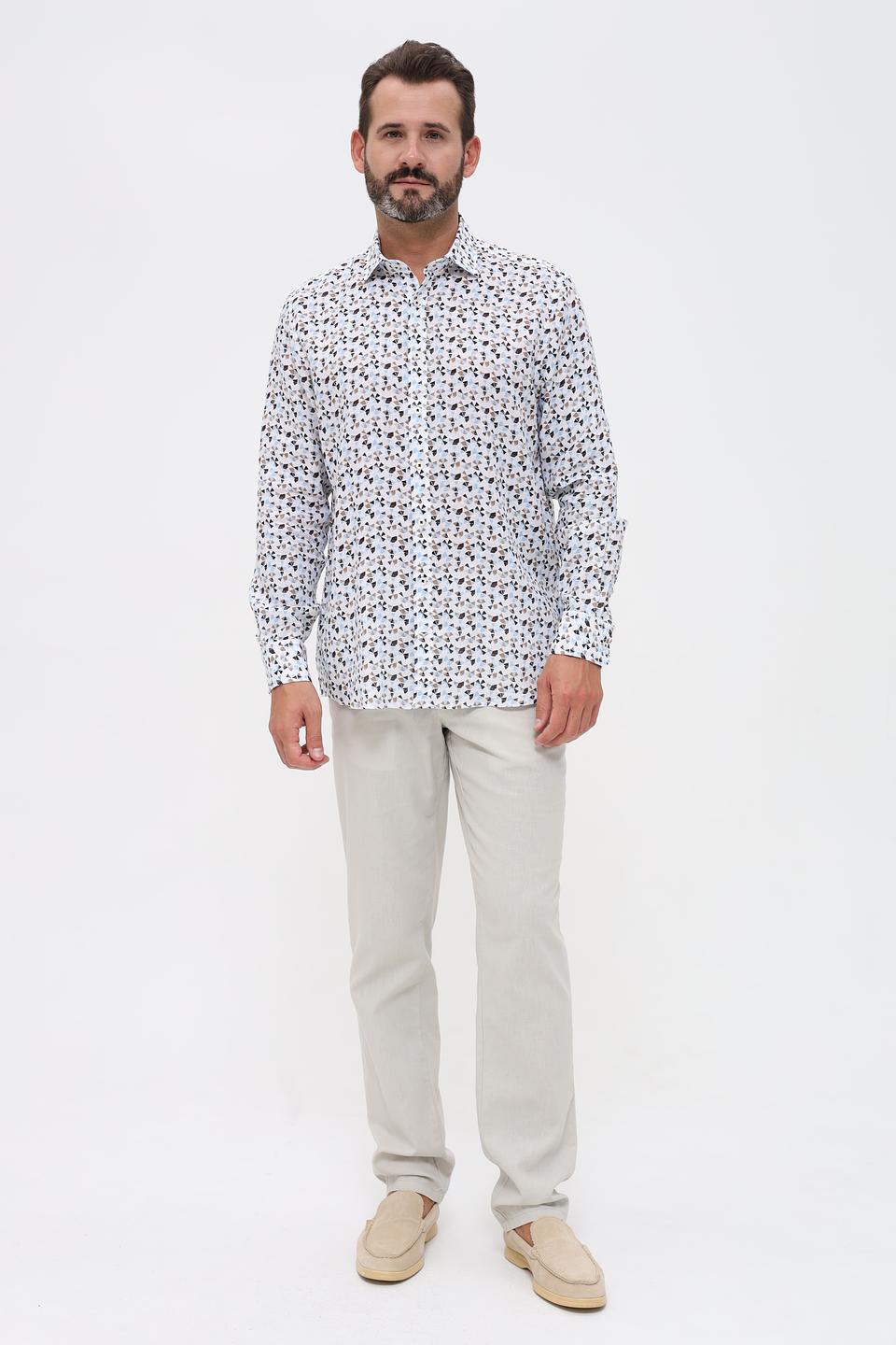 Рубашка Bugatti с принтом голубой