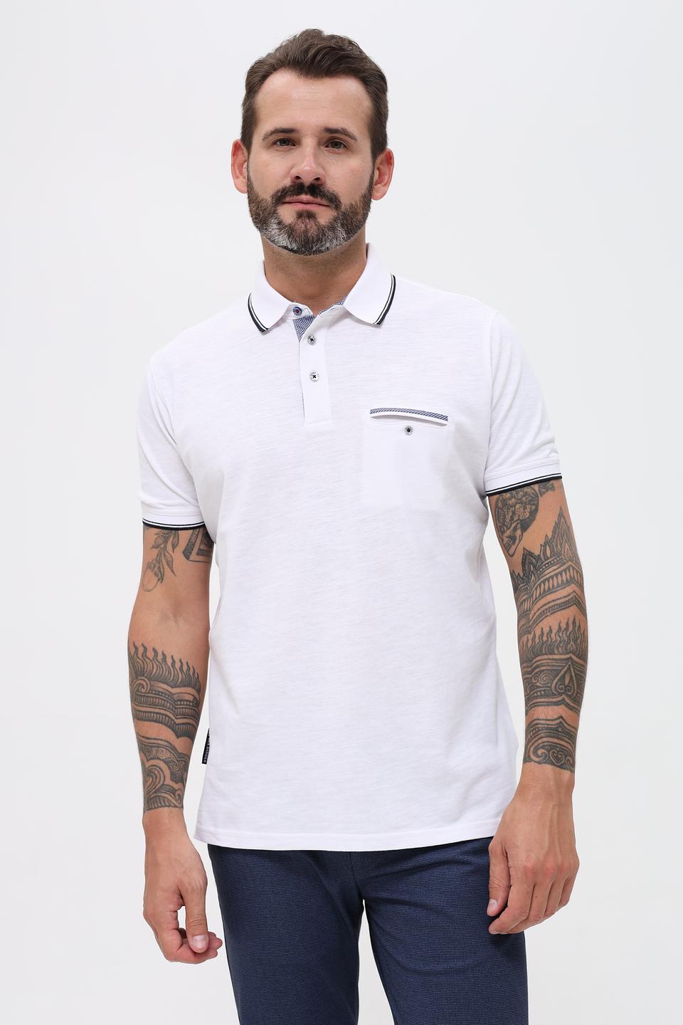 Поло Sea Barrier мужское белое с отделкой