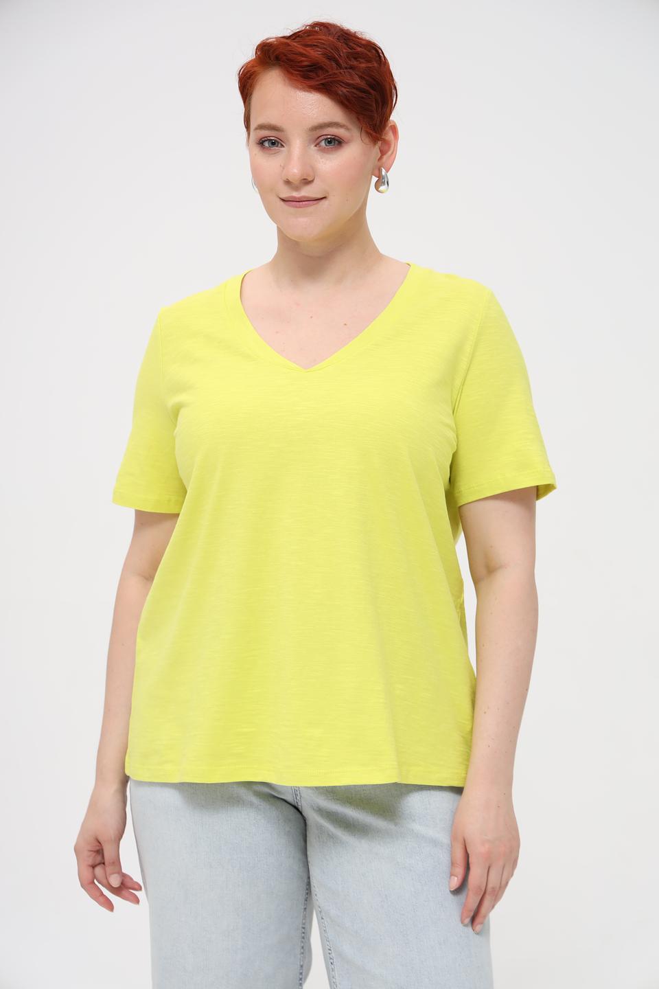 Футболка Samoon лайм с V-образным вырезом