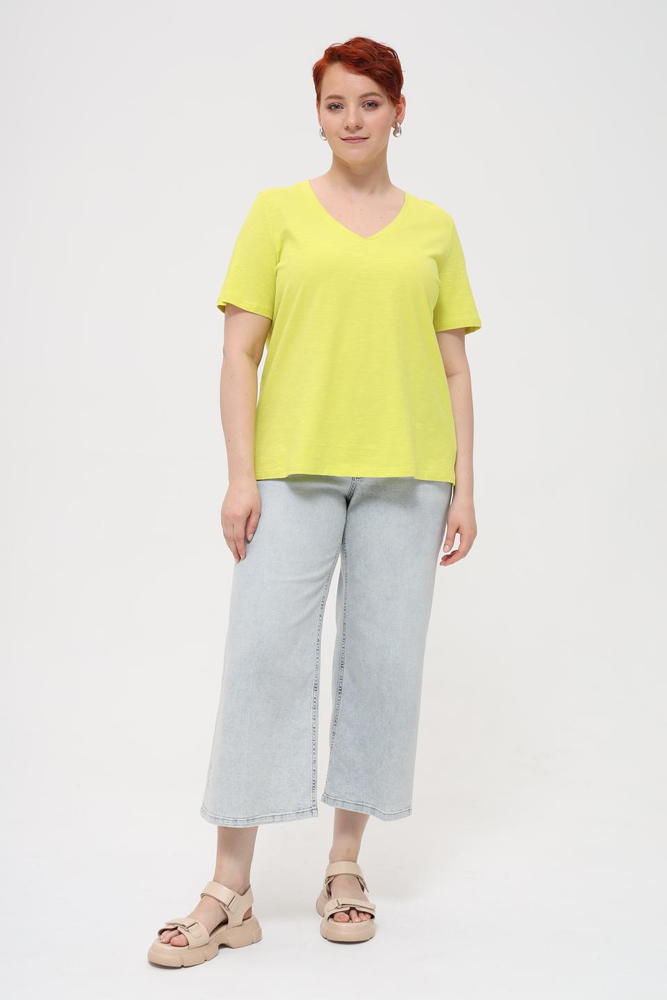 Футболка Samoon лайм с V-образным вырезом