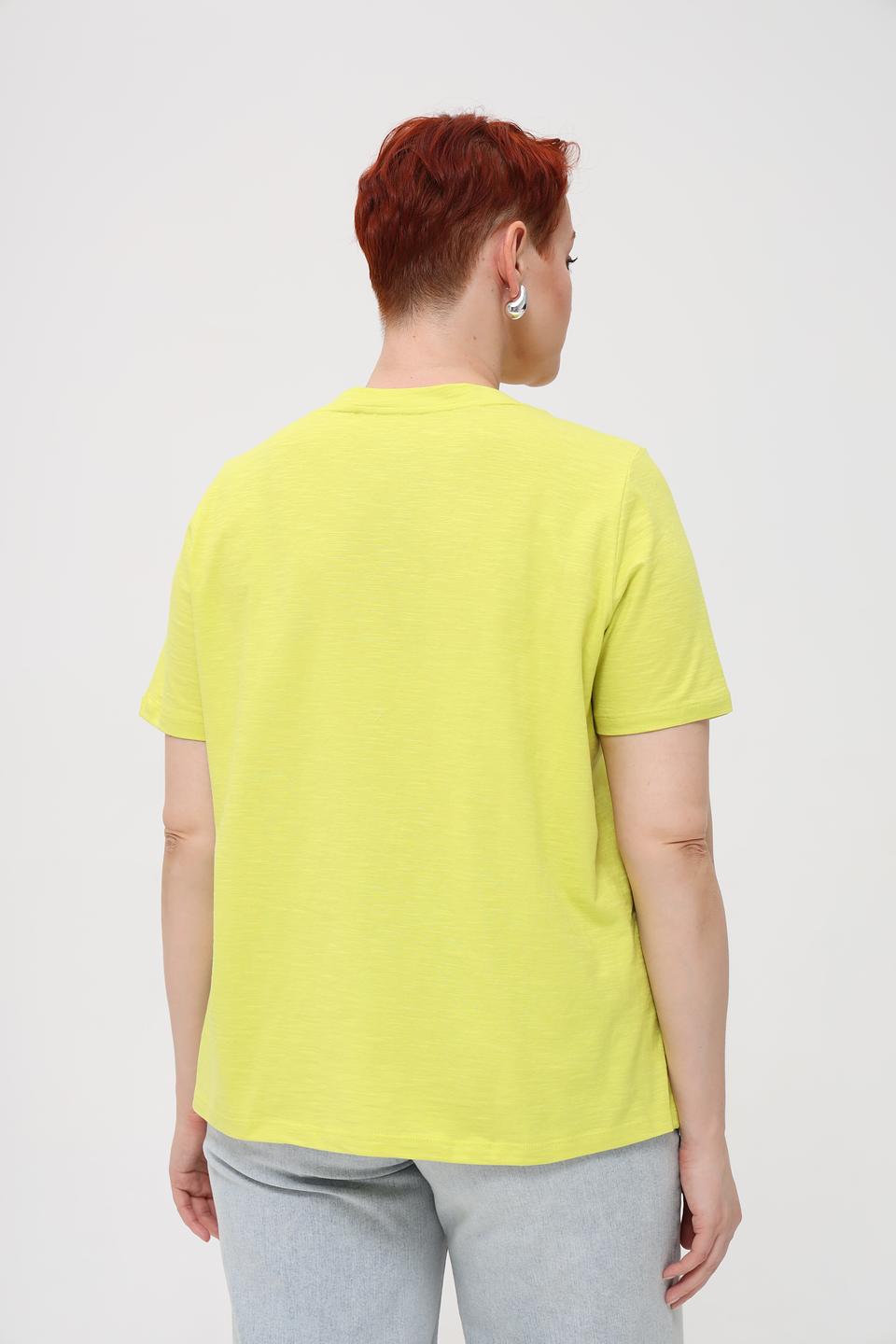 Футболка Samoon лайм с V-образным вырезом