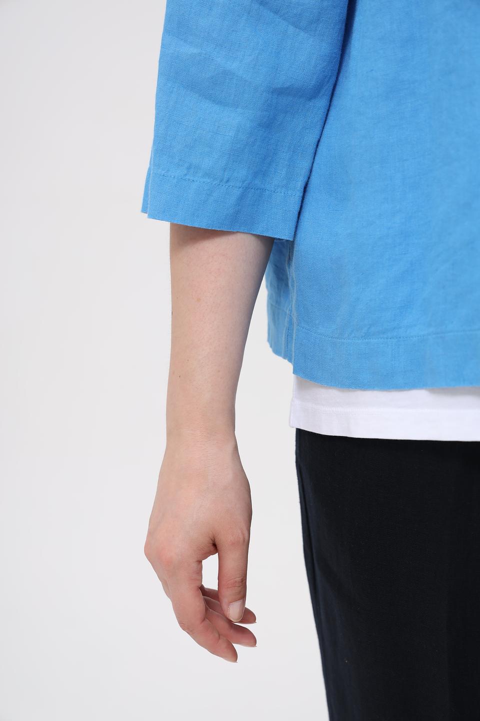 Блуза Marc Aurel льняная голубая