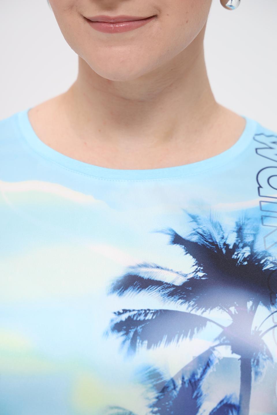 Блуза Rabe collection с принтом пальмы голубая