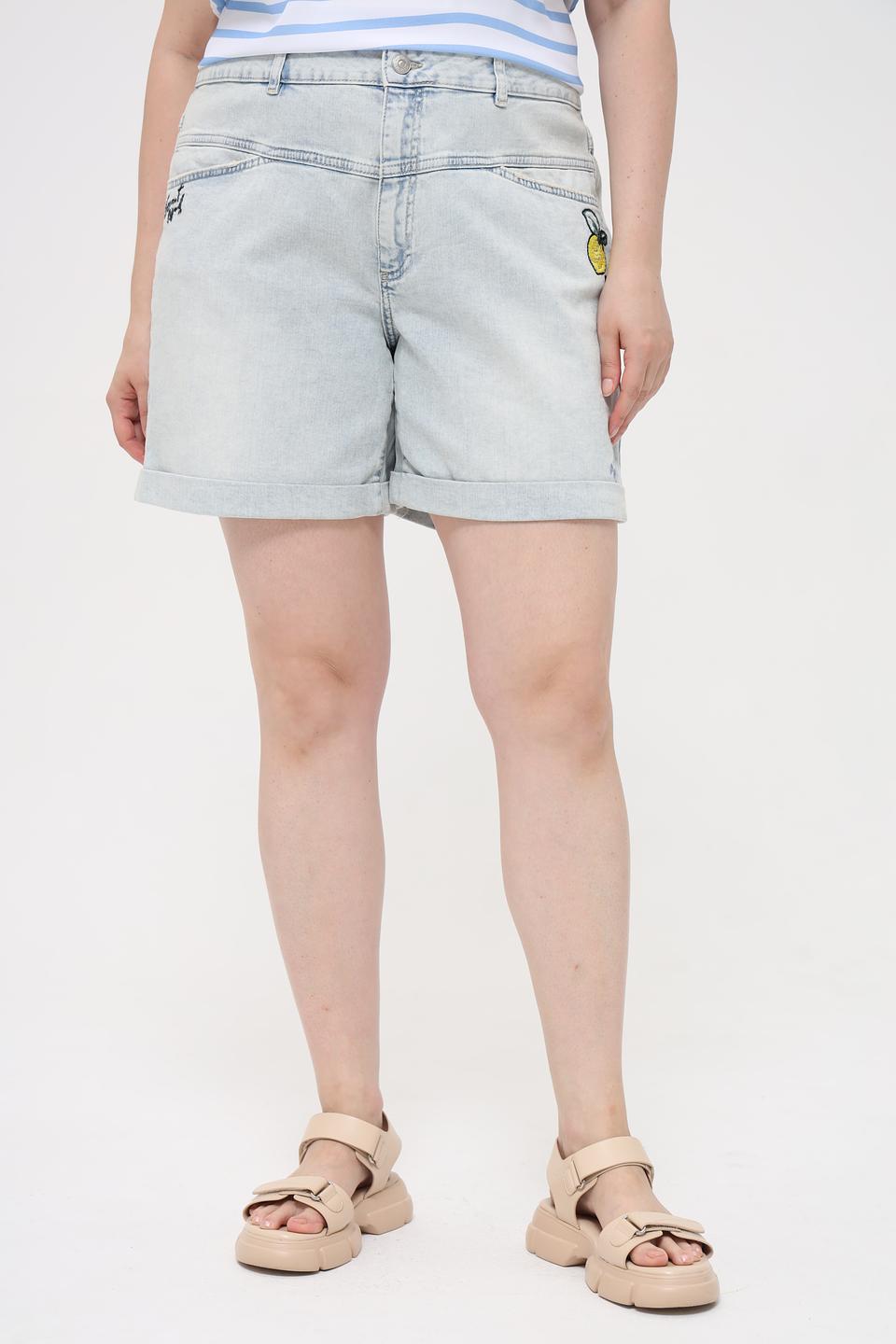 Шорты Oui деним с вышивкой голубые