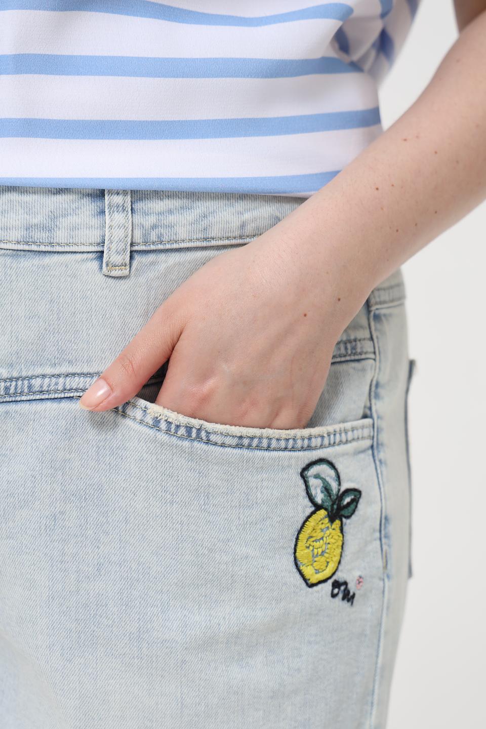 Шорты Oui деним с вышивкой голубые