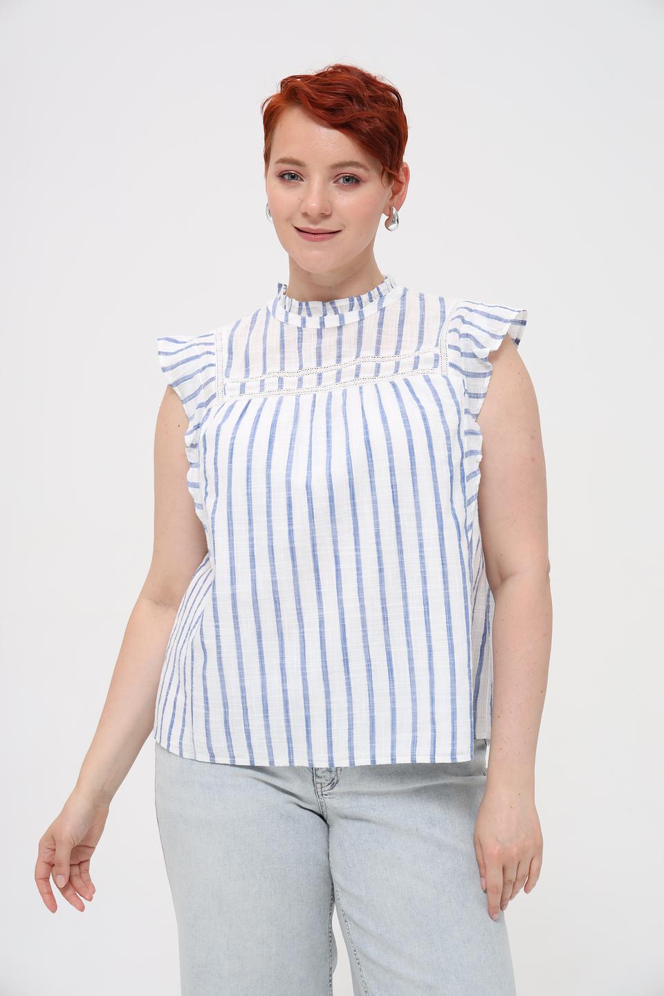 Блуза Oui в полоску с рюшами