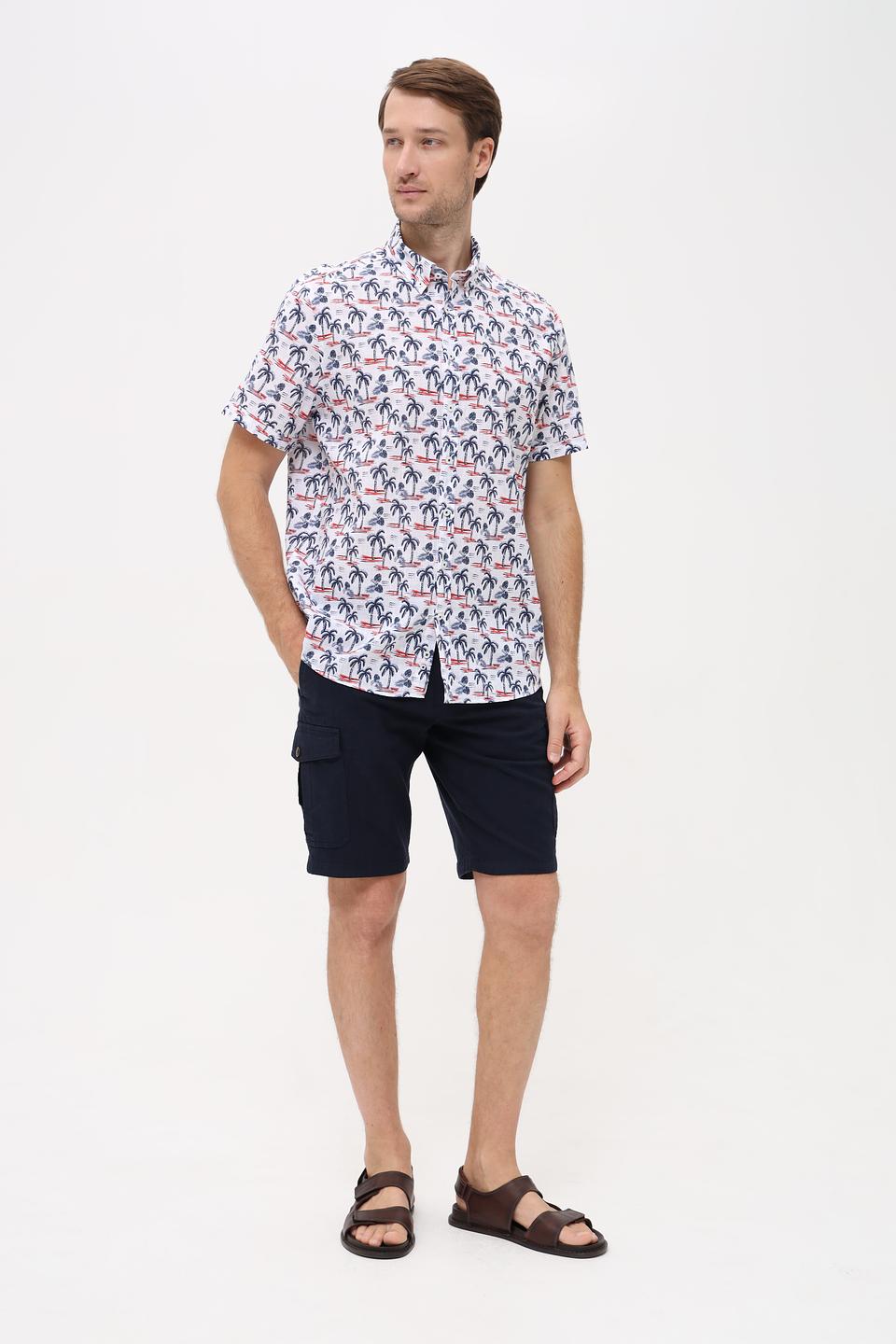 Рубашка кр Bugatti с пальмами