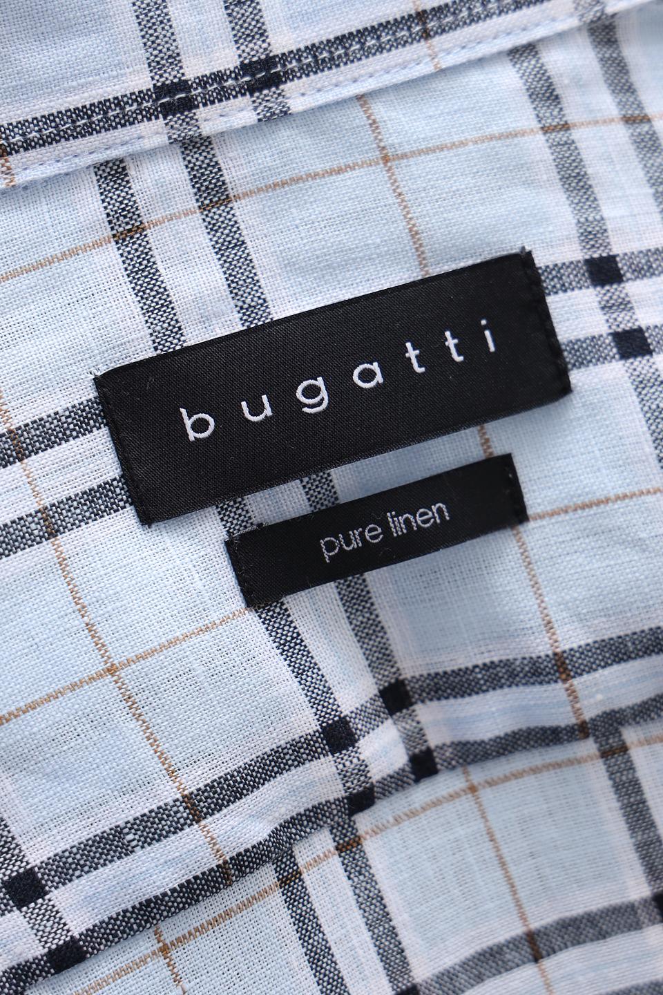 Рубашка кр Bugatti в клетку голубая