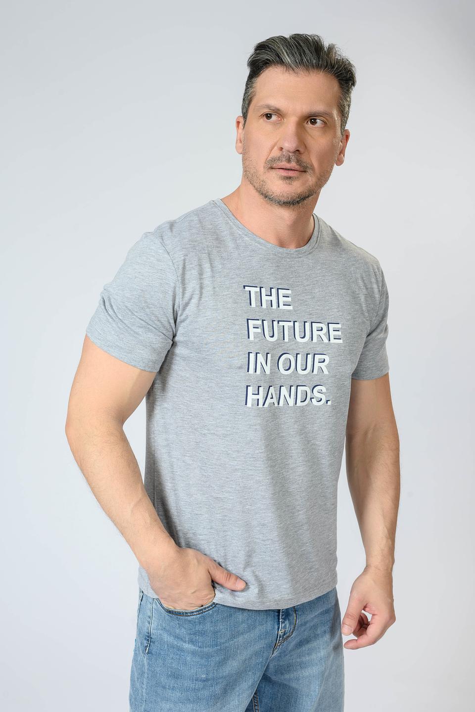 Футболка Gaudi мужская серая с принтом