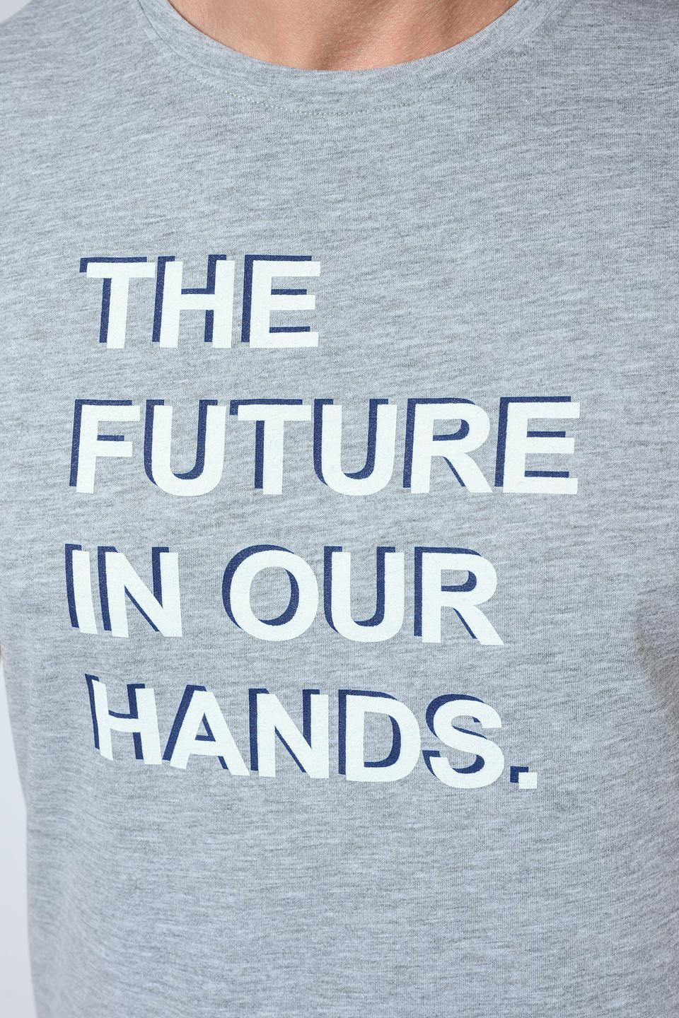 Футболка Gaudi мужская серая с принтом