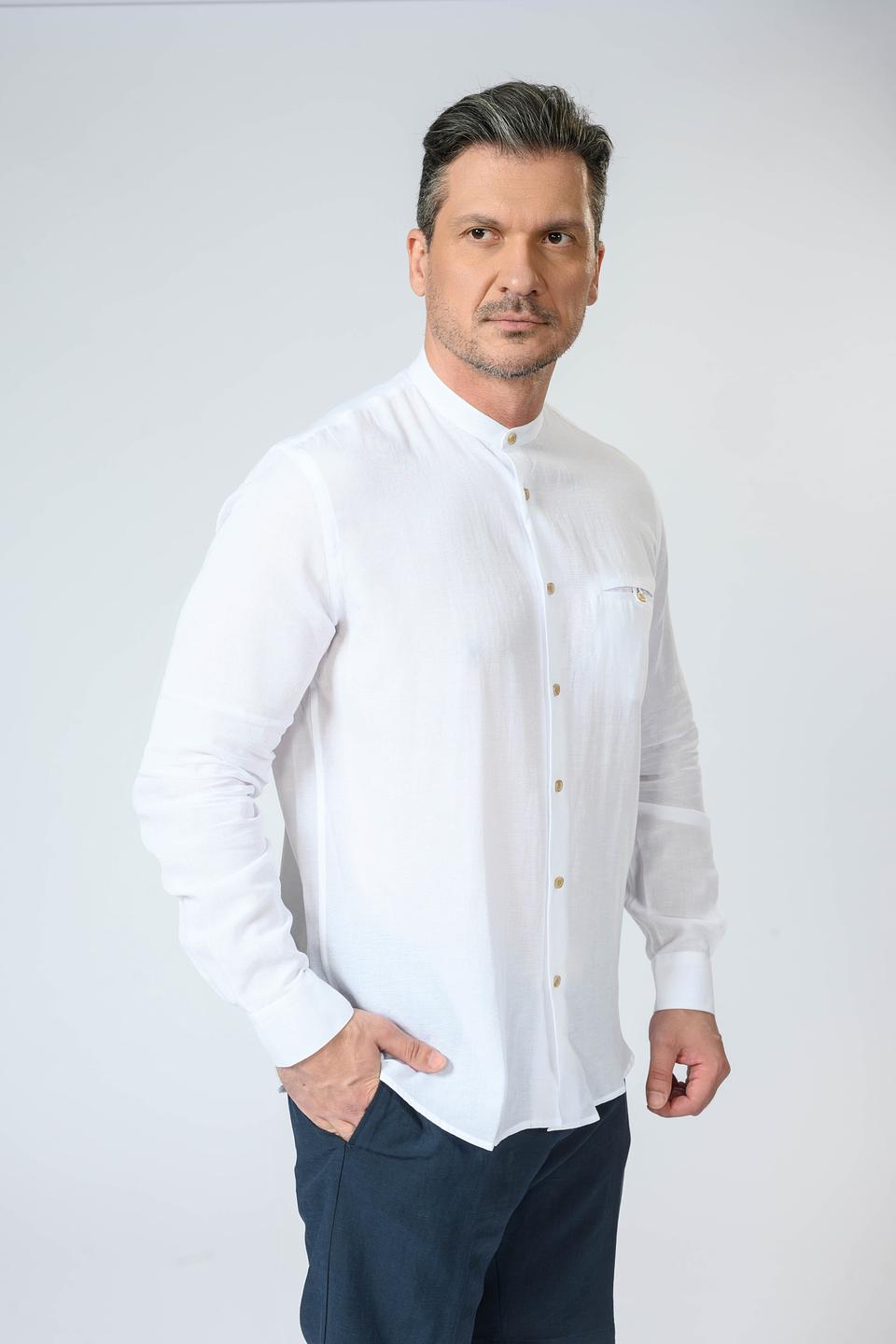 Рубашка Liu-Jo мужская белая с воротником-стойкой