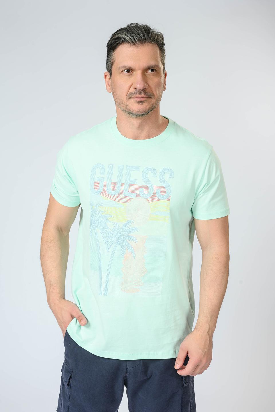 Футболка Guess с принтом голубой