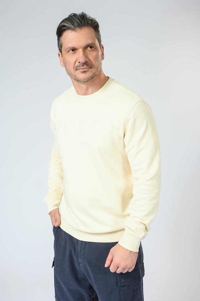 Джемпер Guess муж. с логотипом бежевый