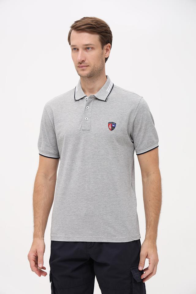 Поло Granchio c логотипом серый
