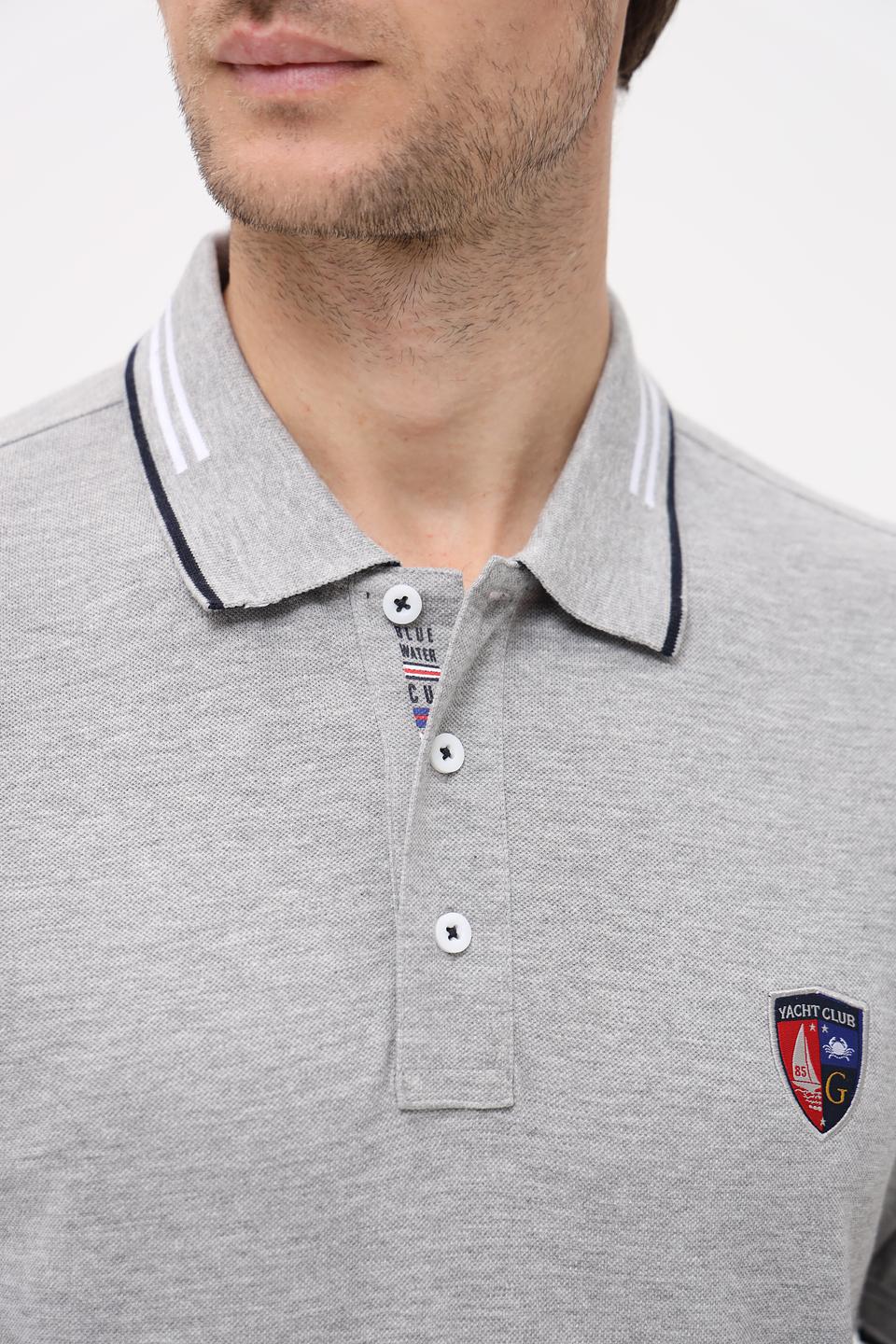Поло Granchio c логотипом серый