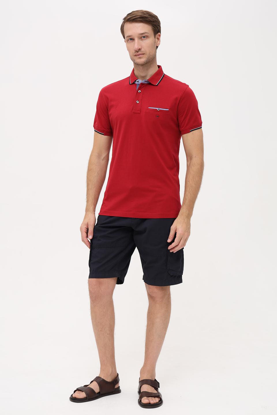 Поло Granchio красное с контрастной отделкой