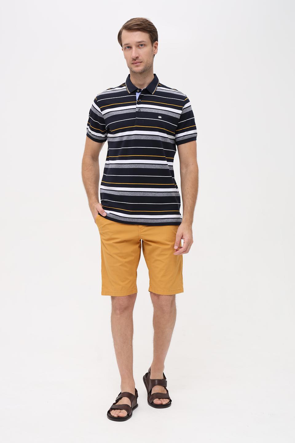 Поло Granchio в полоску синий