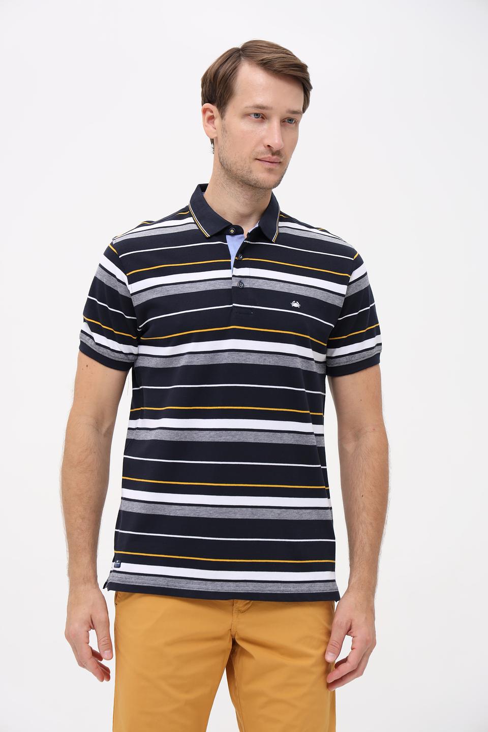 Поло Granchio в полоску синий