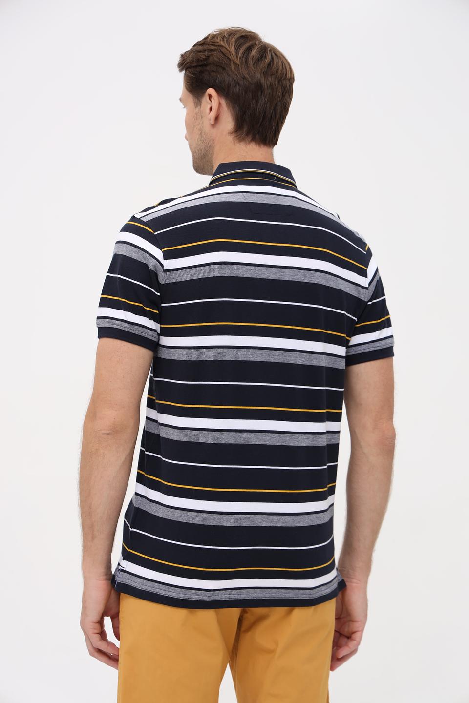 Поло Granchio в полоску синий