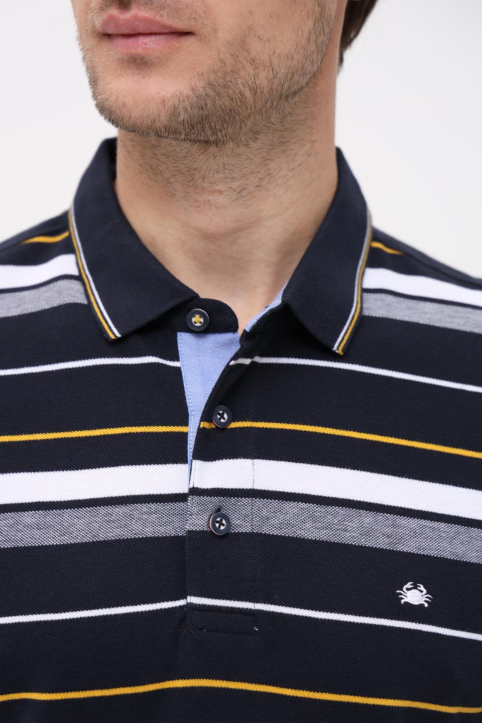 Поло Granchio в полоску синий