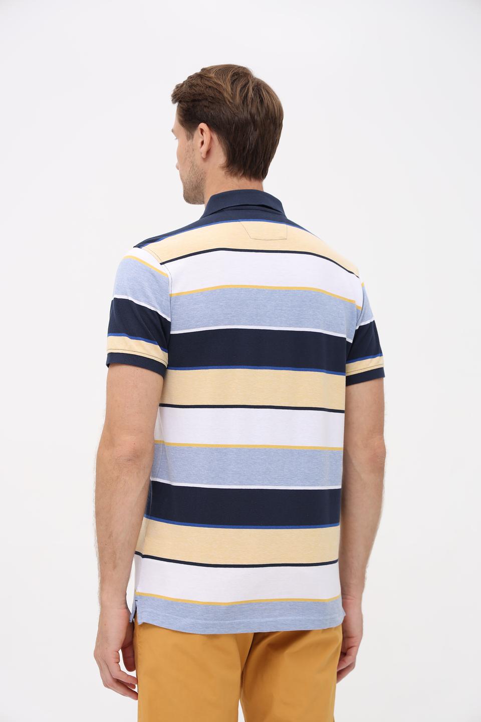 Поло Granchio в полоску синий