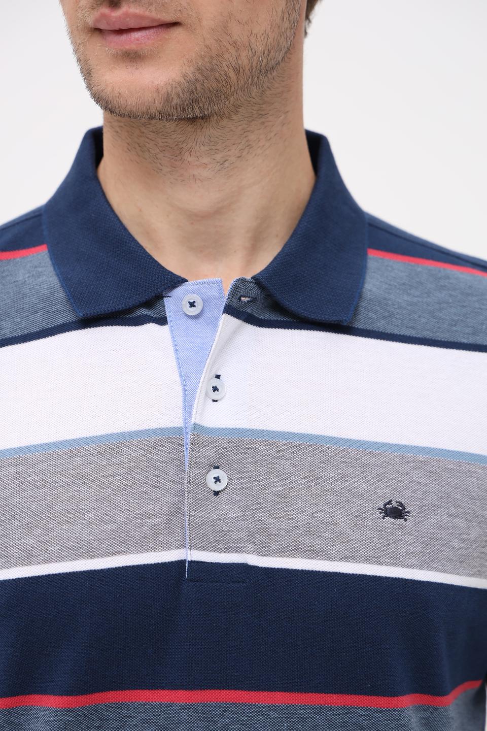 Поло Granchio в полоску синий