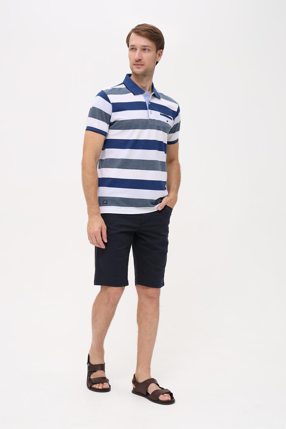 Поло Granchio в полоску синий