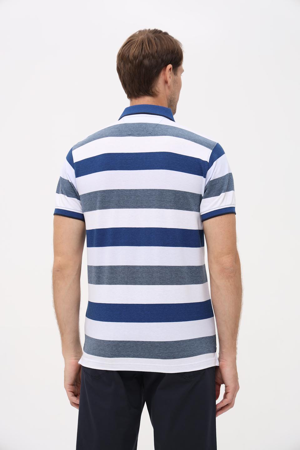 Поло Granchio в полоску синий