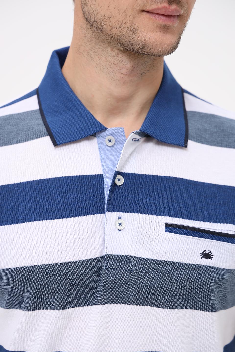 Поло Granchio в полоску синий