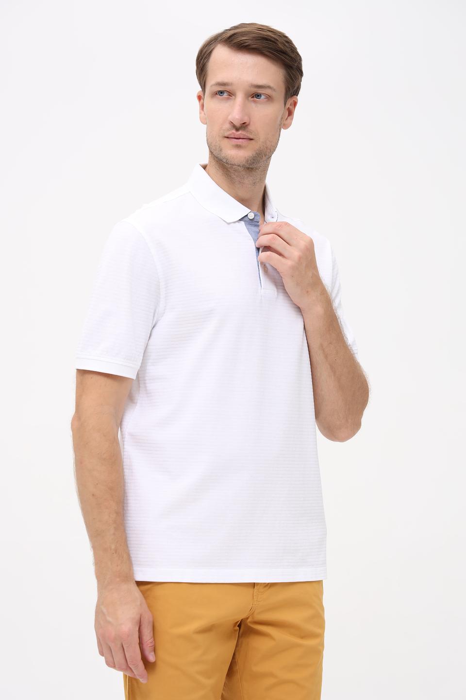 Поло Bugatti белый с фактурой