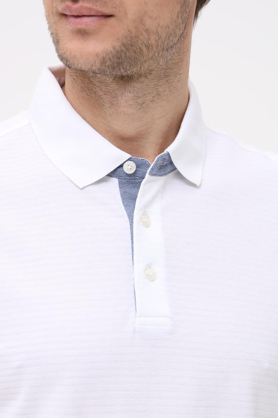 Поло Bugatti белый с фактурой