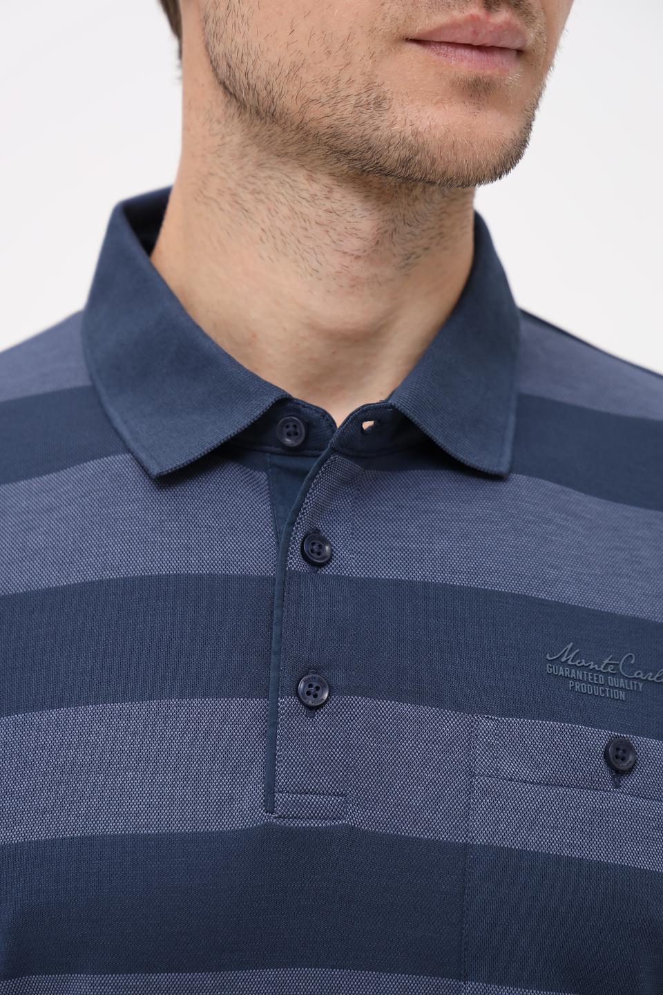 Поло Monte Carlo в полоску синий