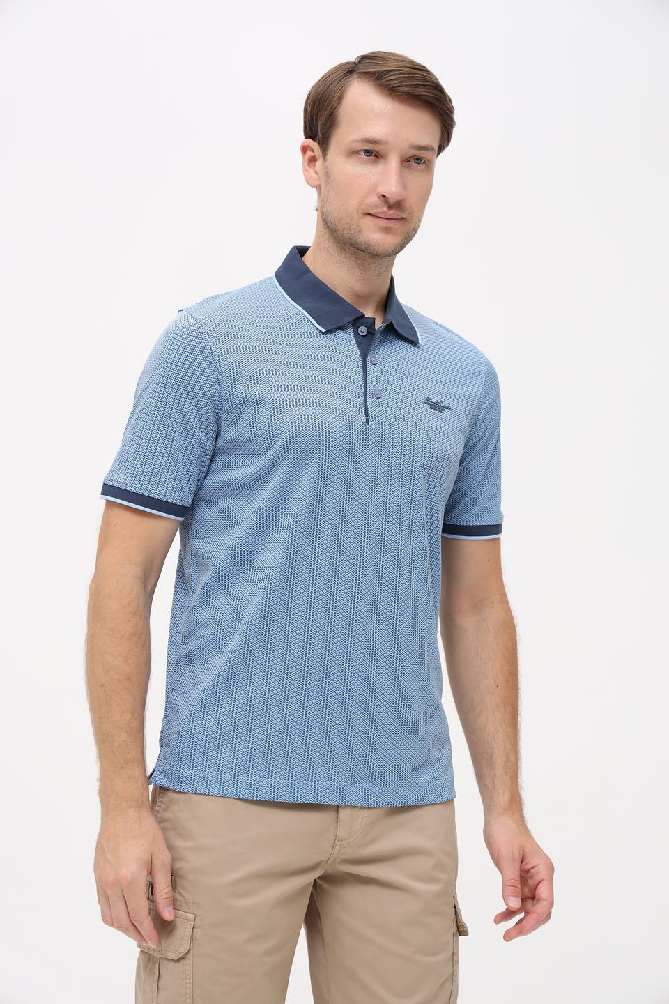 Поло Monte Carlo с узором голубой